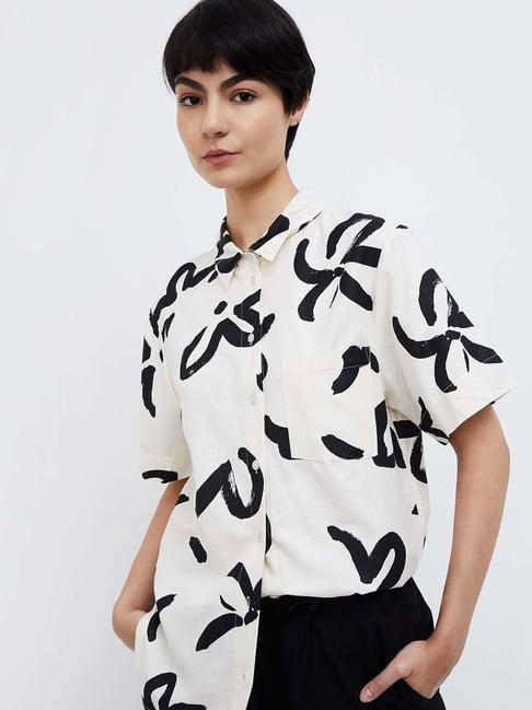 ginger by lifestyle off-white printed shirt