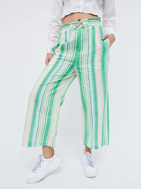 ginger by lifestyle multicolored cotton striped pants