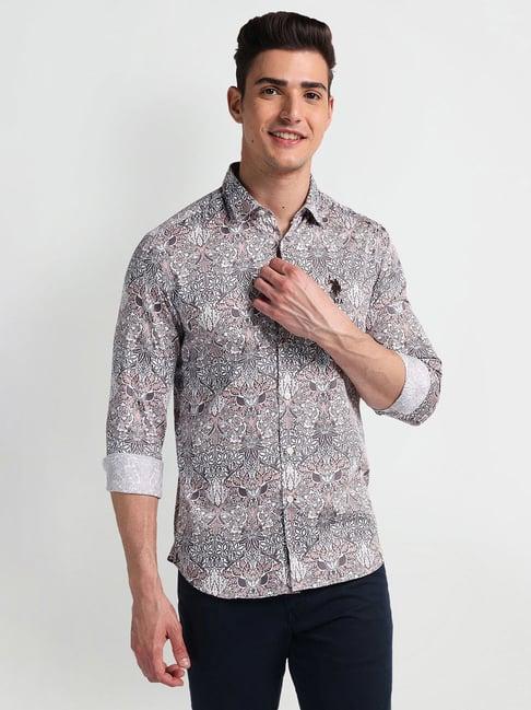 u.s. polo assn. grey slim fit floral print shirt