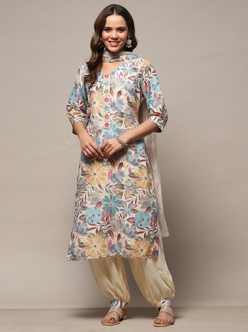 biba multicolor printed unstitched dress material