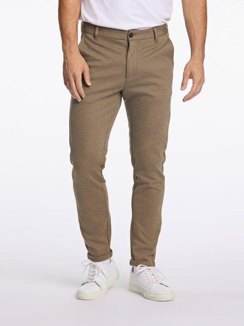 lindbergh dk sand mix slim fit self pattern trousers