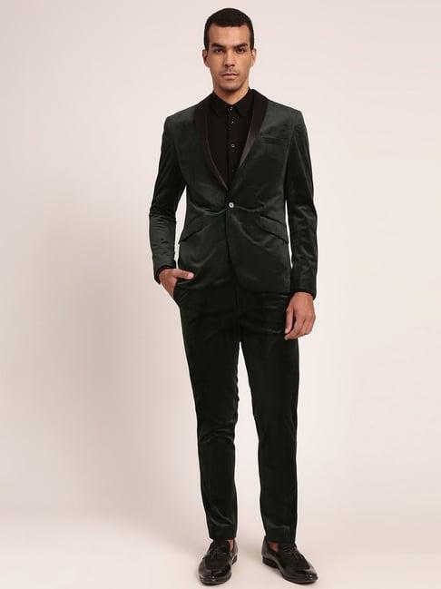 lindbergh dark green slim fit two piece suit