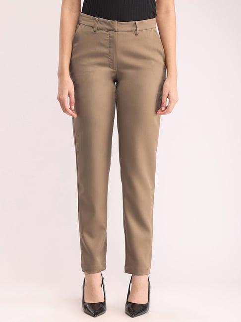 fablestreet brown relaxed fit mid rise trousers