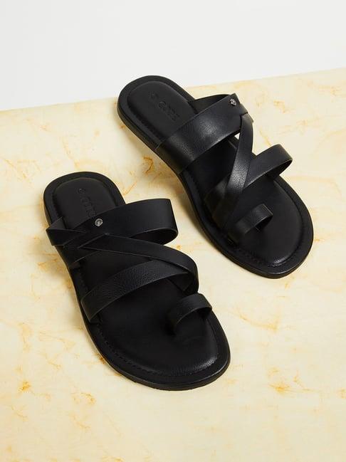 code by lifestyle men's black toe ring sandals