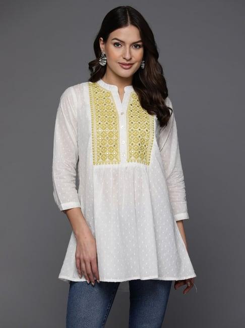 indo era white cotton embroidered tunic