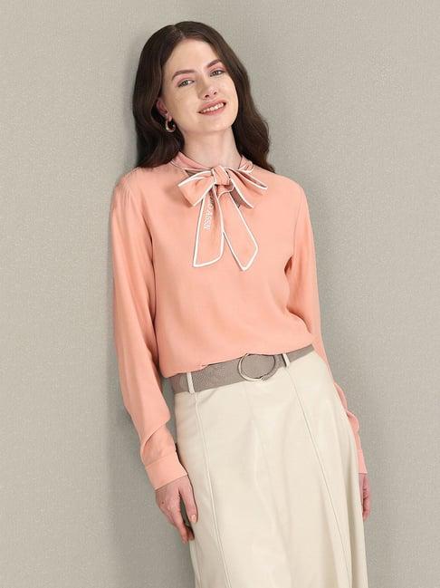 u.s. polo assn. peach viscose regular fit shirt