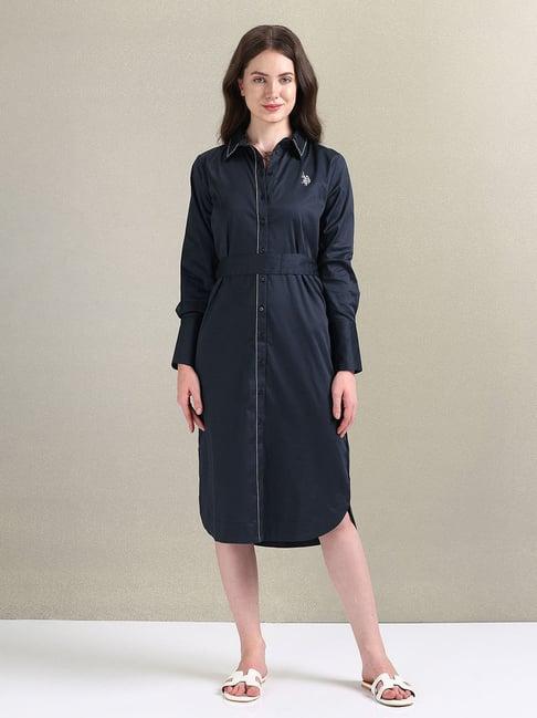 u.s. polo assn. navy cotton printed shirt dress