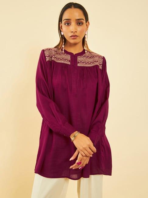 soch purple embroidered tunic