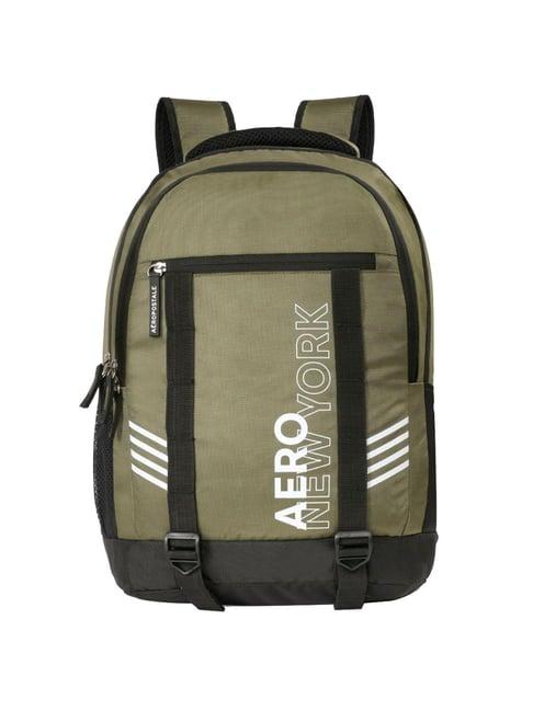 aeropostale leighton olive green polyester printed backpack - 18 ltrs