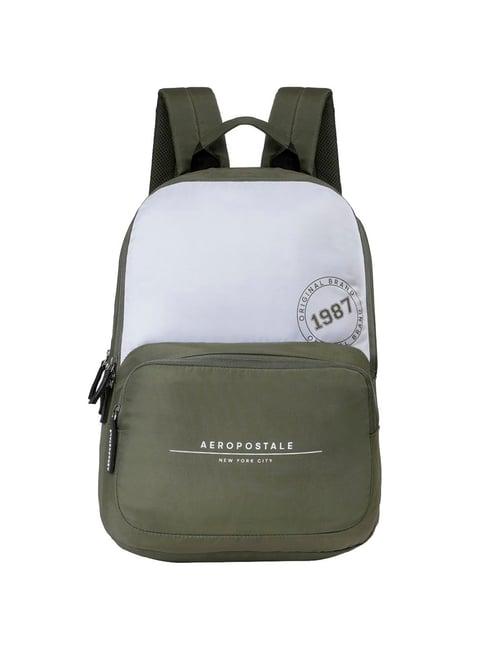 aeropostale wilton olive & off white polyester color block laptop backpack - 24 ltrs