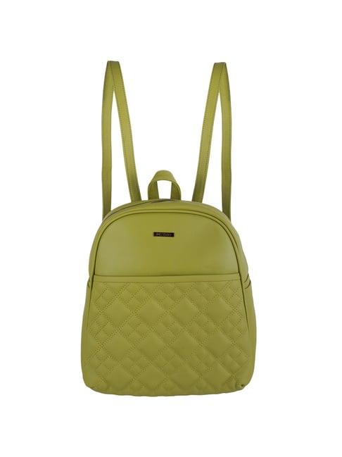 metro light green synthetic quilted backpack