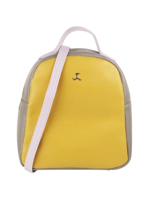 mochi yellow synthetic color block backpack