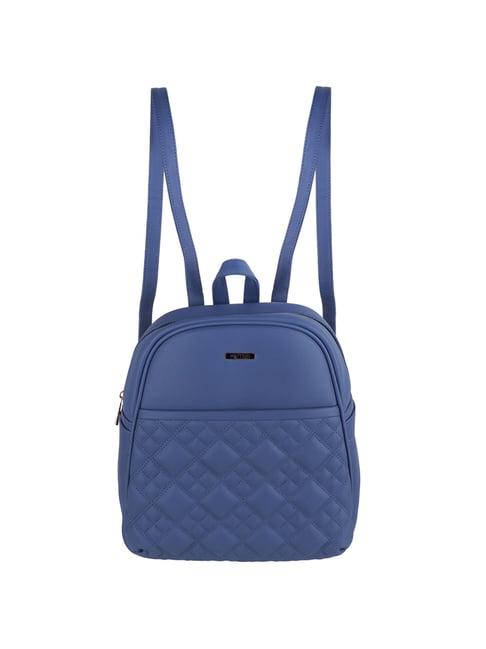 metro blue synthetic quilted backpack