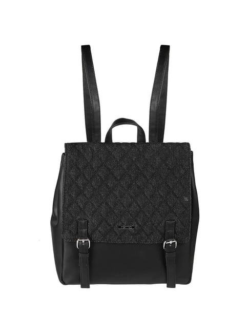 metro black synthetic quilted backpack