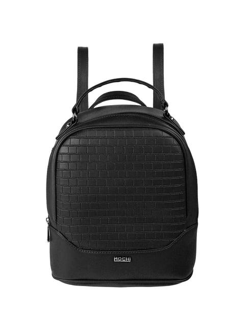 mochi black synthetic textured backpack