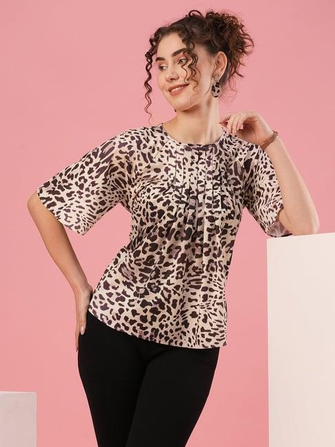 globus brown & black animal print top