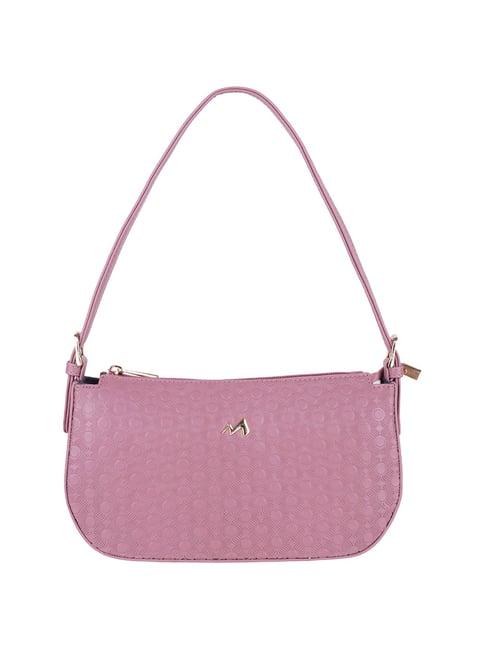 metro peach synthetic textured shoulder handbag