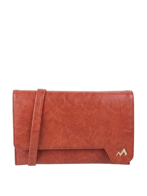 metro orange synthetic solid sling handbag