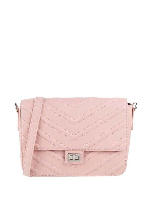 metro pink synthetic quilted sling handbag