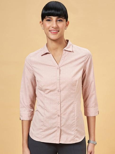 annabelle by pantaloons peach polka dots formal shirt