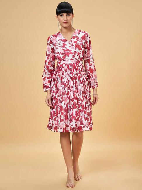 annabelle by pantaloons white floral print a-line dress