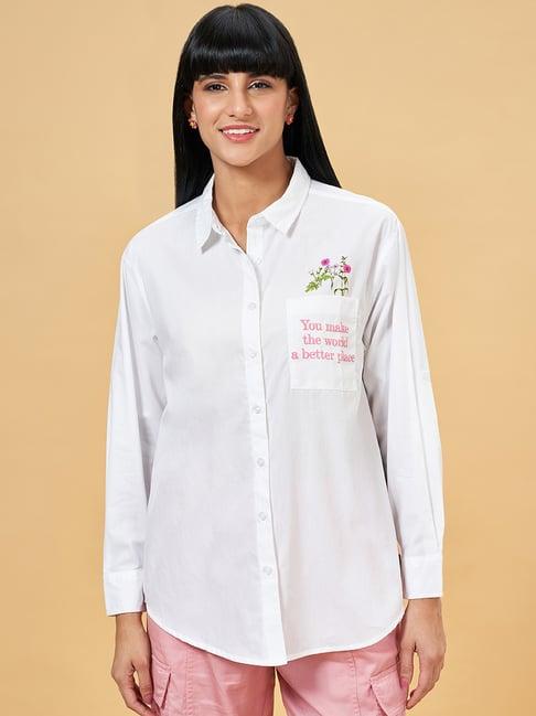 honey by pantaloons white cotton printed shirt