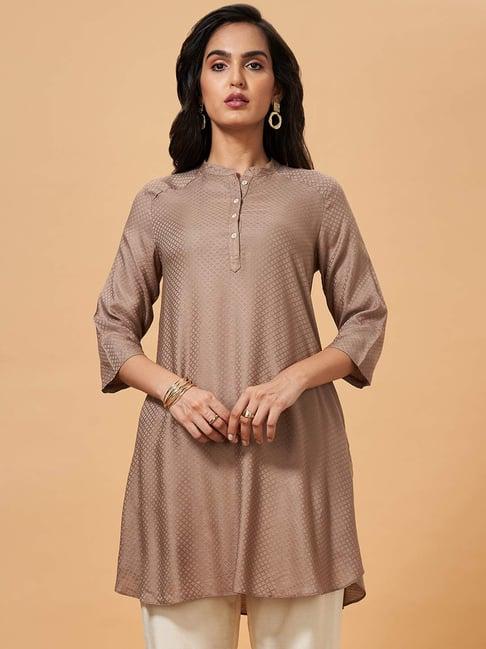 marigold lane brown self pattern tunic