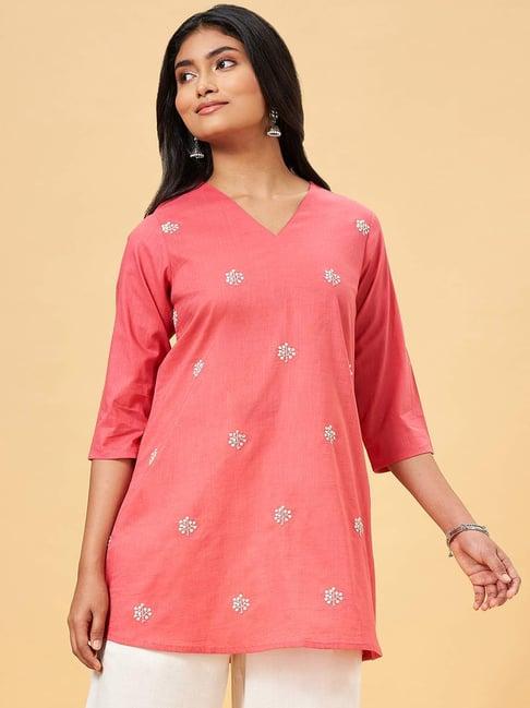 rangmanch by pantaloons pink embroidered tunic