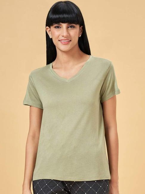 dreamz by pantaloons oil green v neck t-shirt