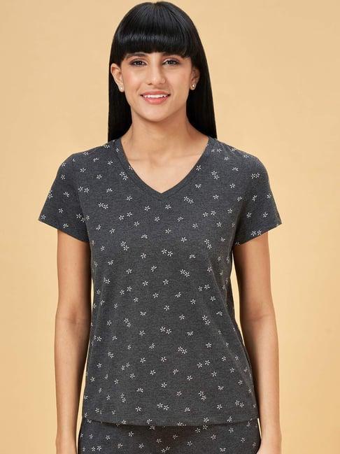 dreamz by pantaloons grey cotton floral print t-shirt