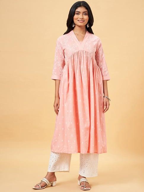 rangmanch by pantaloons pink printed a line kurta