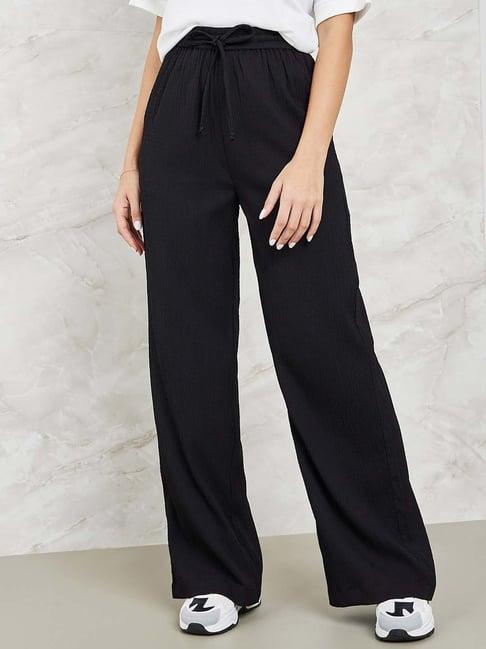 styli black high rise flared pants