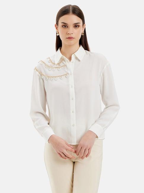 kazo white embellished shirt