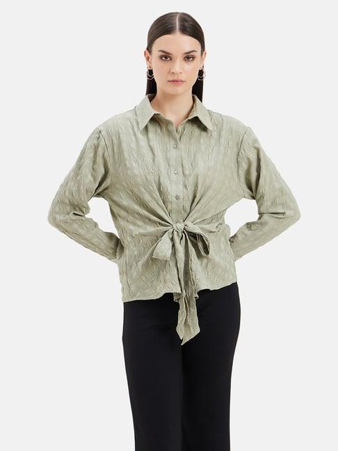 kazo green textured shirt