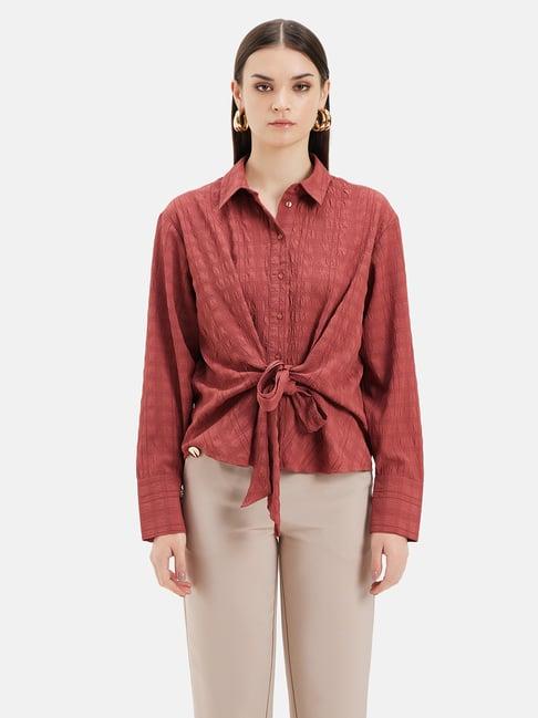 kazo rust textured shirt