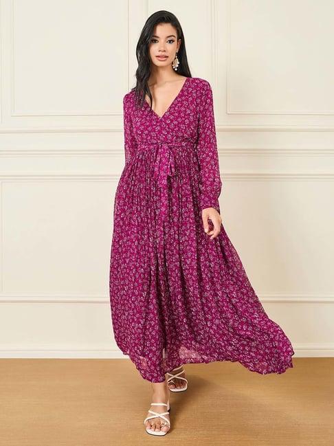 styli purple printed maxi dress