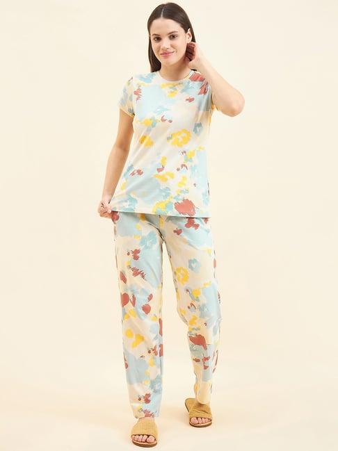 sweet dreams multicolor geometric print top with pyjamas