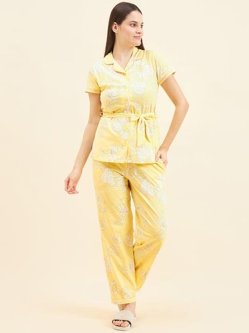 sweet dreams yellow geometric print shirt with pyjamas