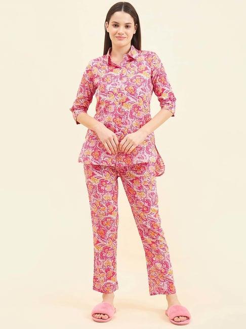 sweet dreams pink geometric print shirt with pyjamas