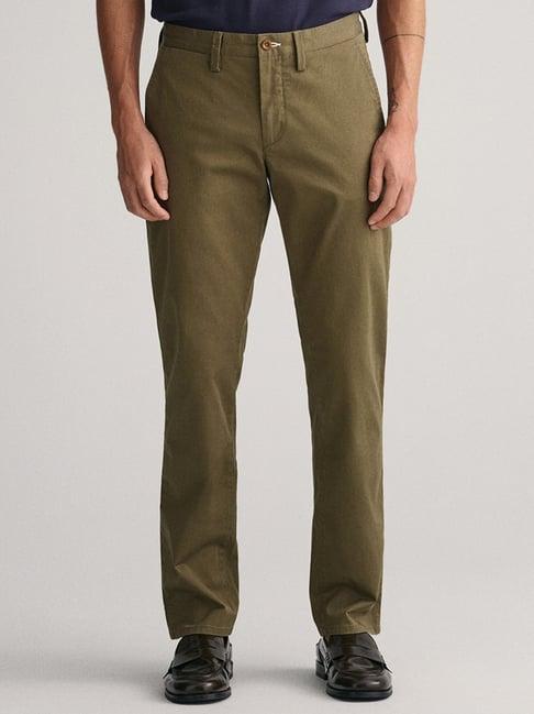 gant solid mid-rise slim fit trouser