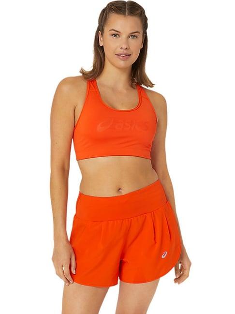 asics orange printed sports bra