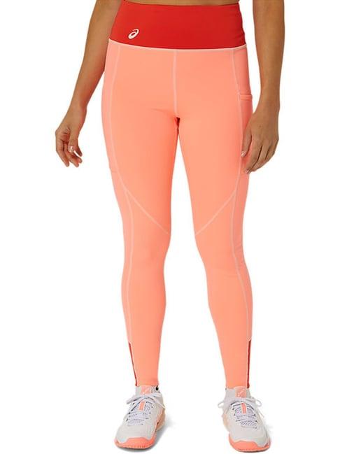 asics peach color-block sports tights