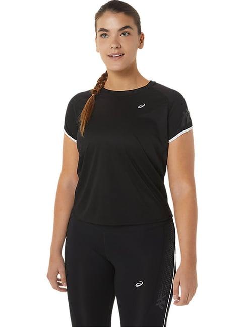 asics black regular fit sports t-shirt