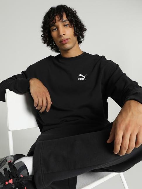 puma better classics black cotton relaxed fit sweatshirt