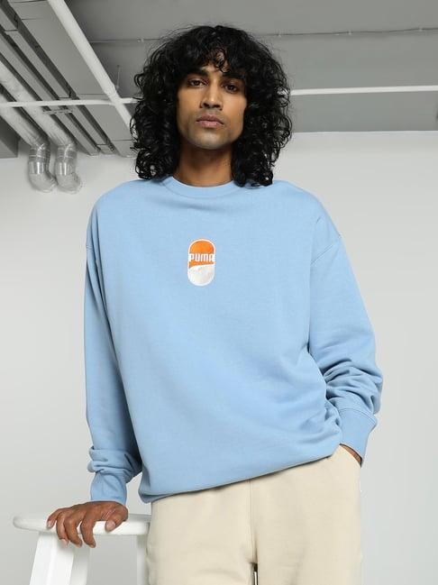 puma zen blue cotton relaxed fit sweatshirt