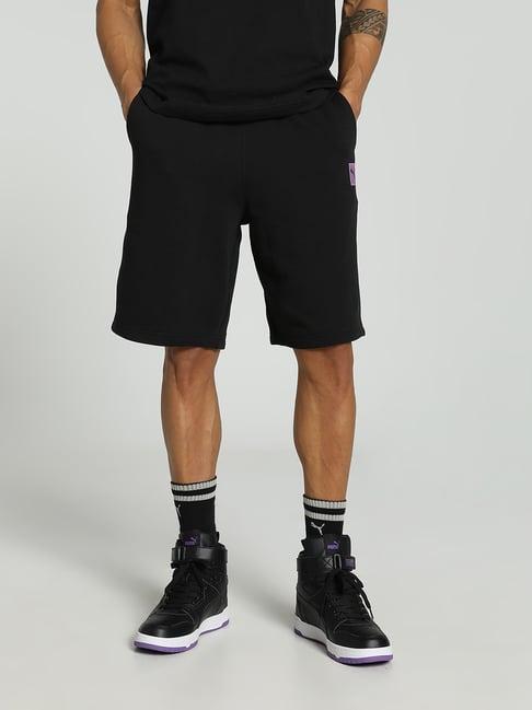 puma x harrdy sandhu black cotton relaxed fit sports shorts