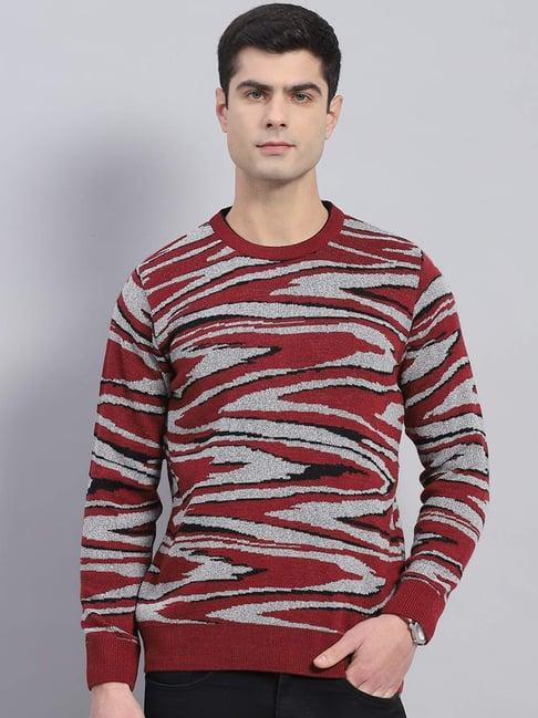 monte carlo multicolor regular fit self pattern sweaters