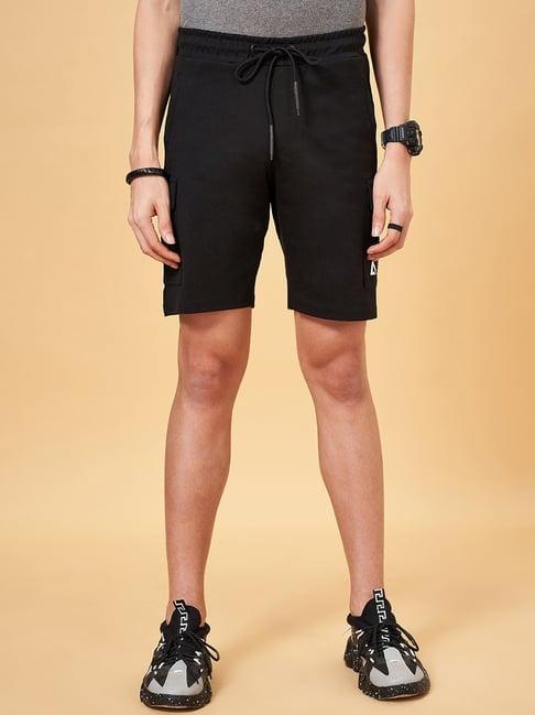 street 808 by pantaloons jet black regular fit cargo shorts