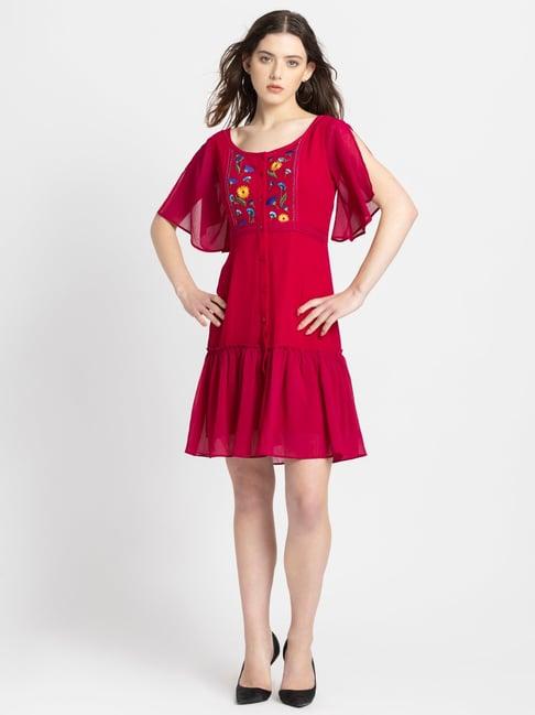 shaye fuchsia above knee shirt dress