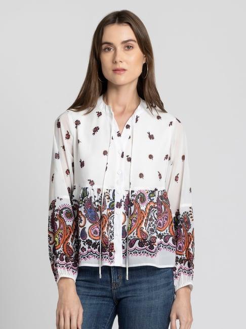 shaye white floral print shirt